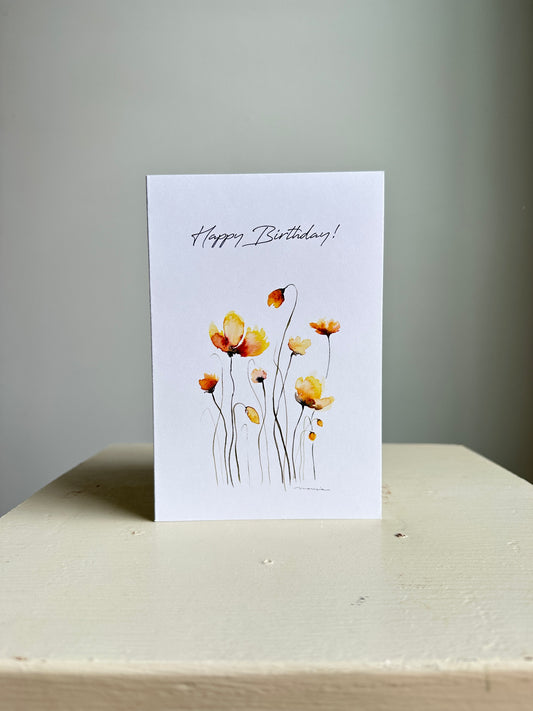 Happy Birthday Flowers Greeting Card